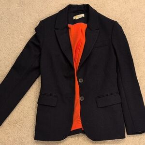 Barely Worn Navy Blazer with Orange Lining